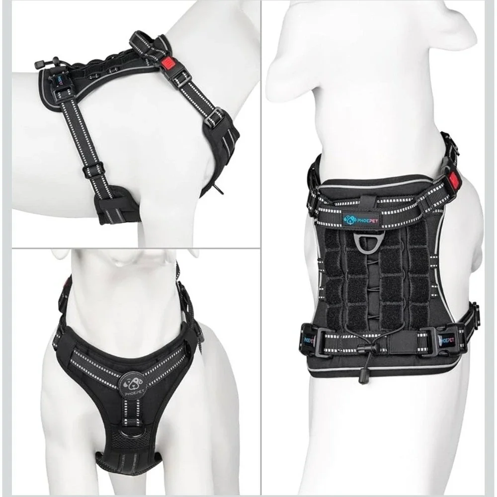 PHOEPET No Pull Tactical Dog Harness W/ Molle &‎ Loop Panels Dog Size Medium NEW